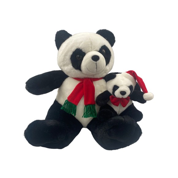 Giant CHRISTMAS Pandas Plush Stuffed Animals 18-inch Teddy Bear w/Baby Panda - Picture 12 of 13